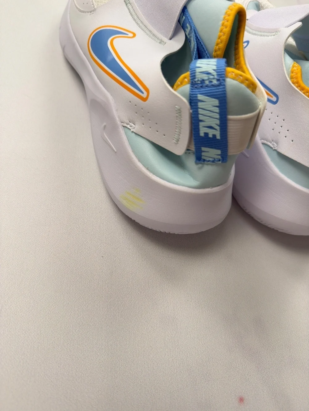 Nike Flex Runner Slip-On Sneakers White Blue Orange Modern Casual - Girls 7Y